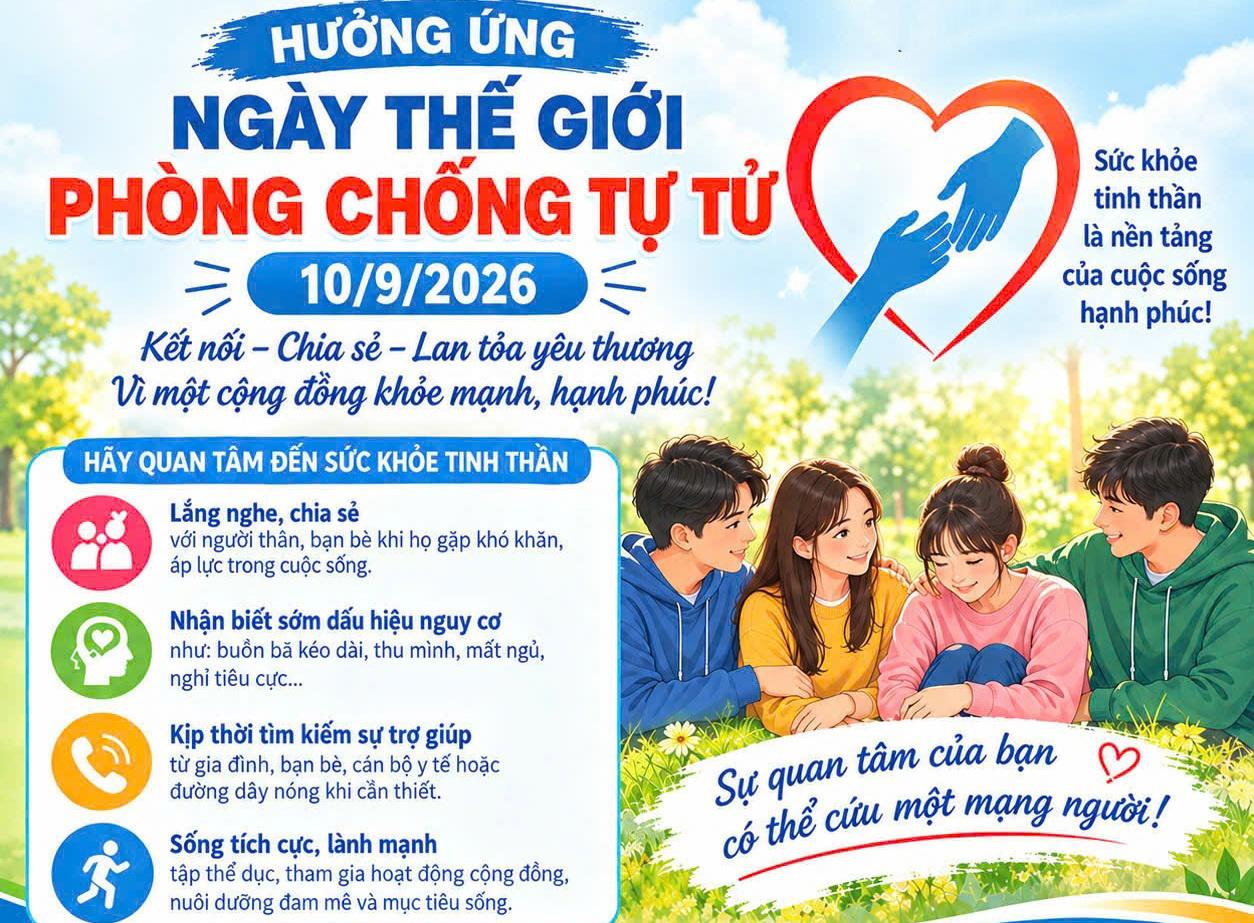 Hưởng ứng Ngày Thế giới Phòng chống tự tử 10/9 năm 2026 với chủ đề: “Thay đổi cách nhìn nhận về...