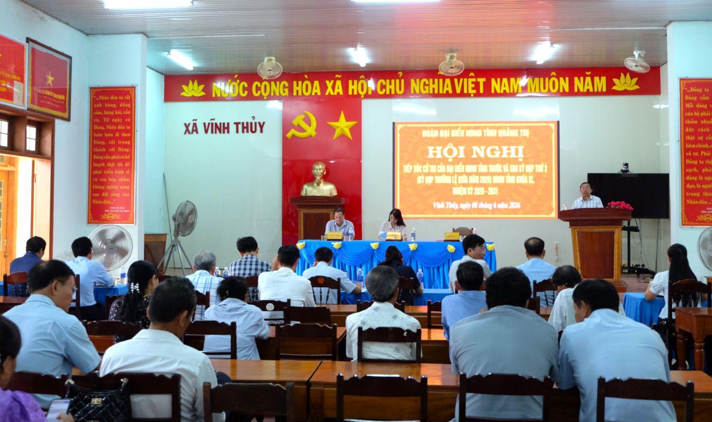 Tổ Đại biểu số 09 HĐND tỉnh tiếp xúc cử tri xã Vĩnh Thuỷ trước kỳ họp thứ 3, HĐND tỉnh khoá IX